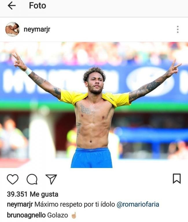 Neymar iguala Romário na artilharia da Seleção e o homenageia em rede social