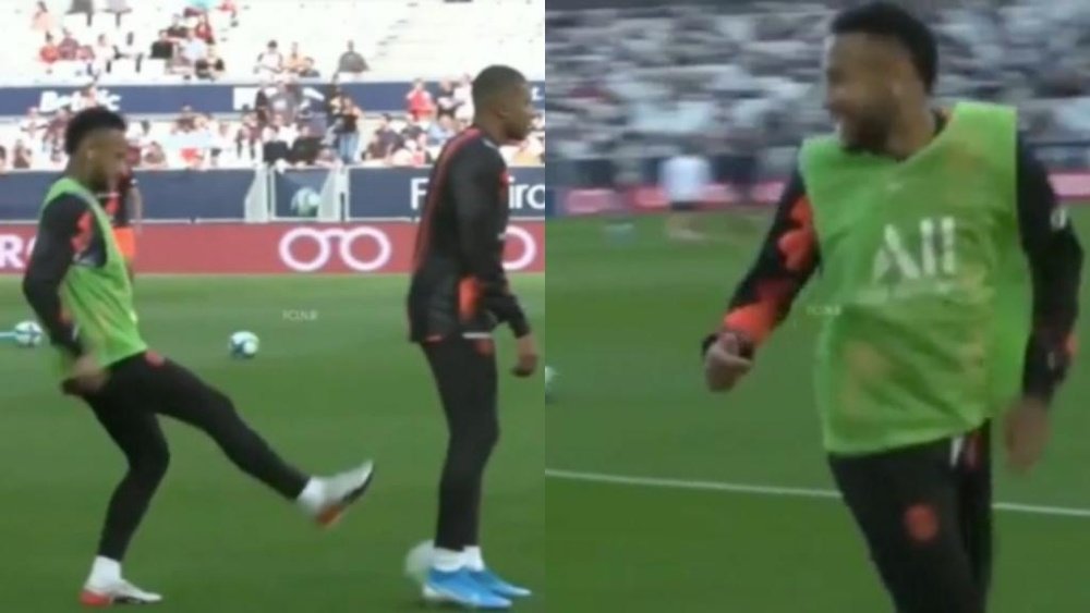 Neymar no pudo resistir la tentación y le tiró un caño... ¡a Mbappé! Captura/ASTV