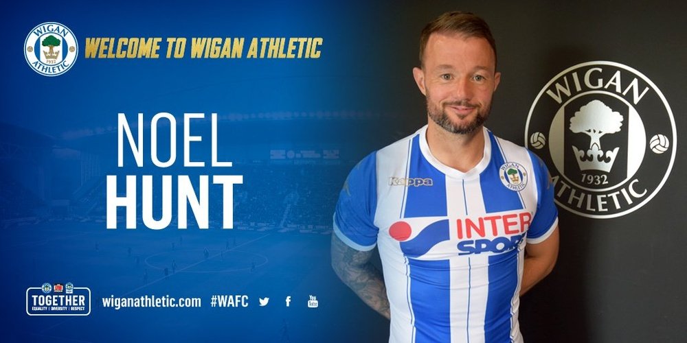 Noel Hunt llega libre al Wigan Athletic. TwitterWiganAthletic