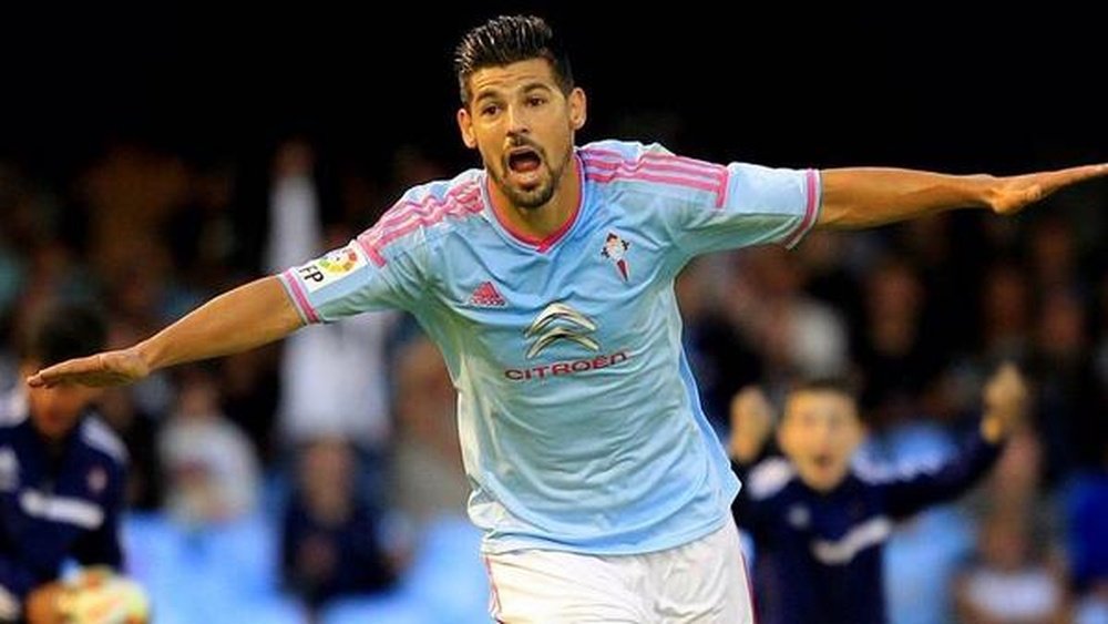 Nolito celebra un gol con la elástica del Celta. Twitter