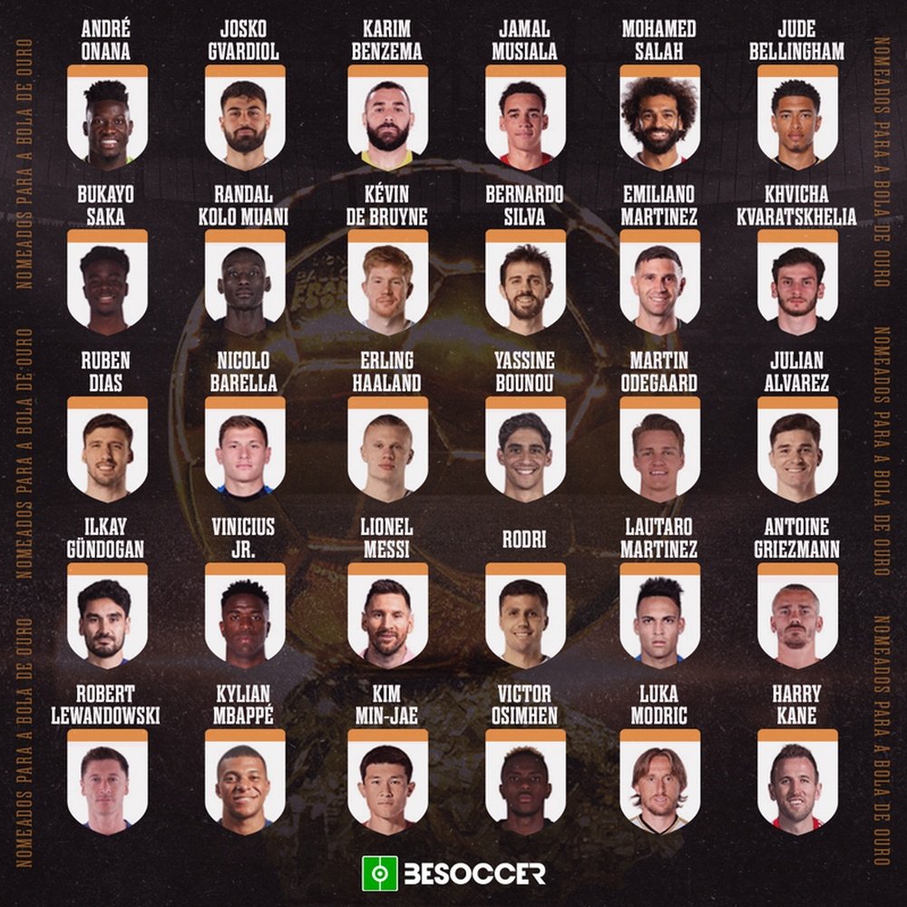 Estes são os 30 nomeados para a Bola de Ouro 2023