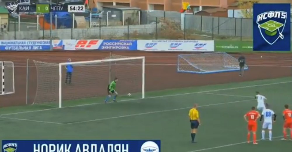 Norik Avdalyan scored an incredible backward somersault penalty. Screenshot/Twitter