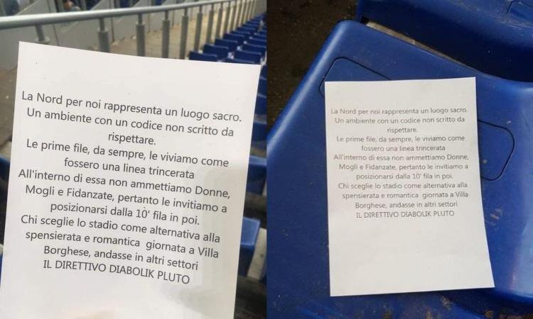 La polémica nota de los ultras de la Lazio. Twitter/realvarriale