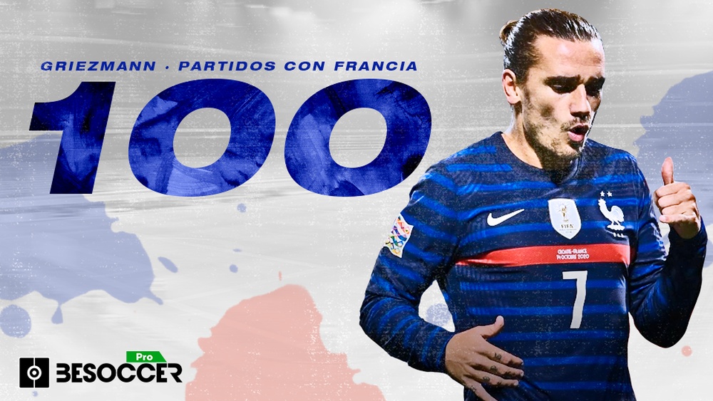 Griezmann alcanzó los 100 partidos con Francia. BeSoccer Pro