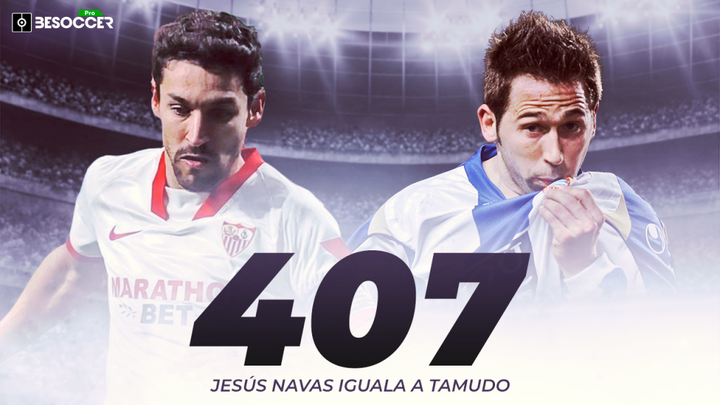 Jesús Navas igualó a Tamudo con 407 partidos en Liga