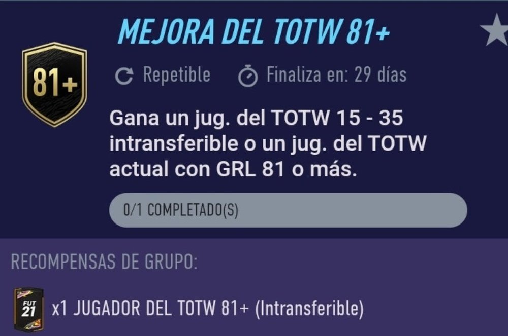Nuevo SBC 'Mejora del TOTW 81+'. FUTBIN