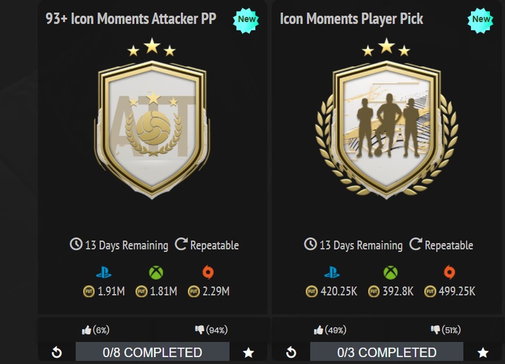 Nuevo SBC 'Player pick Icono Momentos' en FIFA 21. EA Sports