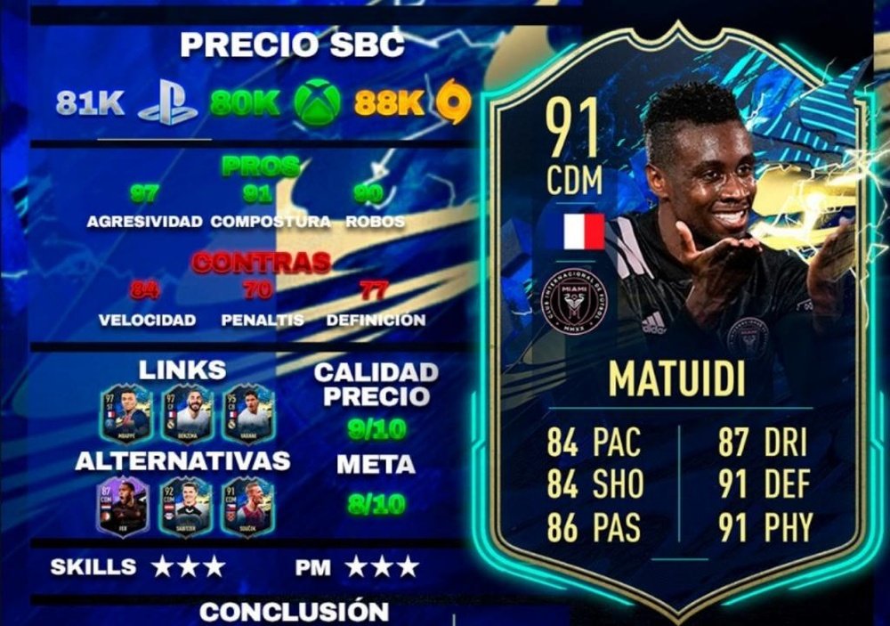 Nuevo SBC de Blaise Matuidi TOTS. Team BeSoccer