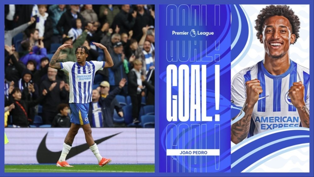O brasileiro João Pedro castiga o United. Captura/ X@OfficialBHAFC