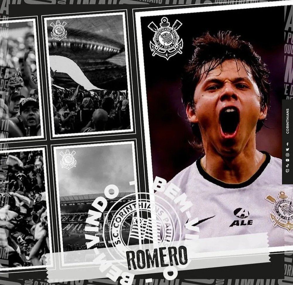 O Corinthians anunciou a contratação de Romero. Twitter @Corinthians