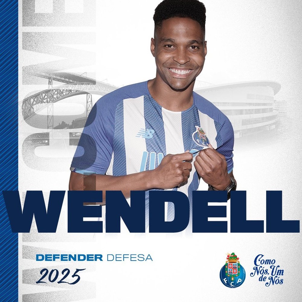 O FC Porto anuncia a contratação do lateral Wendell. Twitter @FCPorto