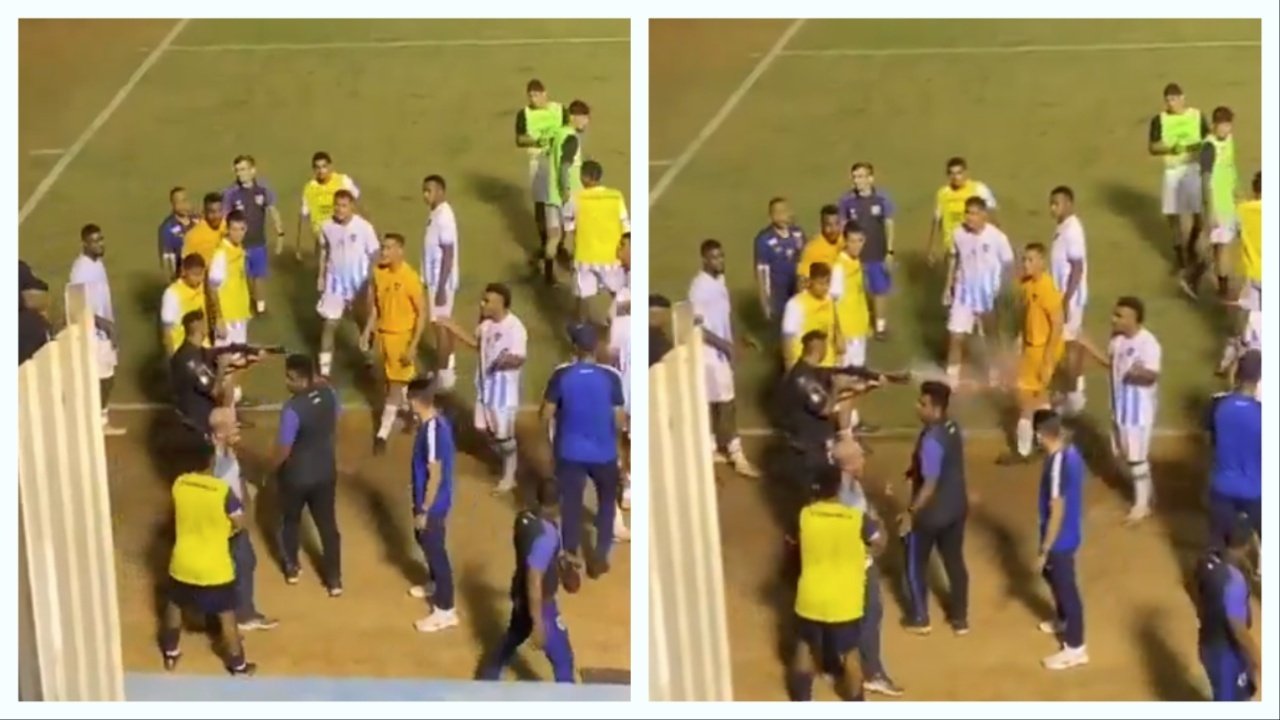 O goleiro brasileiro, Ramon Souza, se recupera após ser ferido por um policial