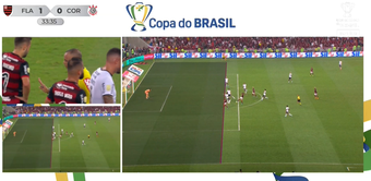 VAR anula aquele que seria o segundo gol do Flamengo na final da Copa do Brasil 2022. @cartolouco