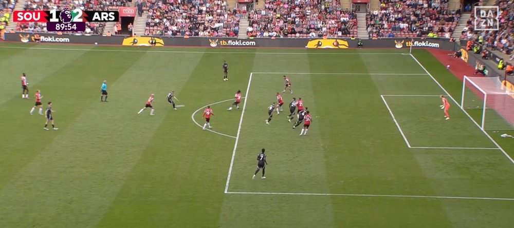 Odegaard’s late strike secures Arsenal victory over Southampton. Screenshot/DAZN