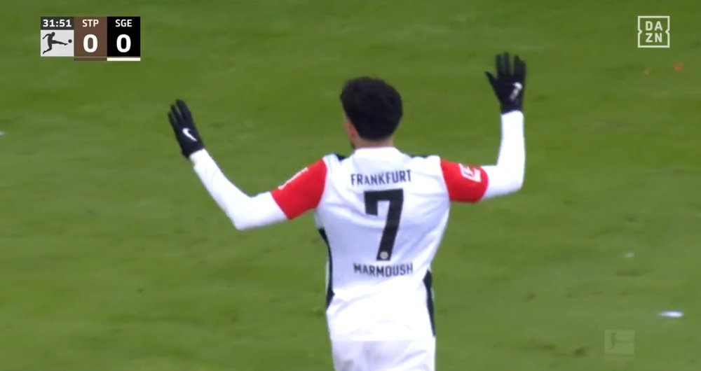 Marmoush volvió a marcar. Captura/DAZN