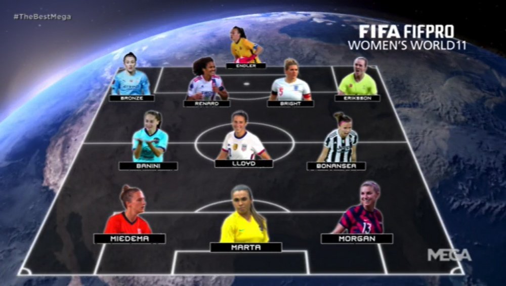 El once femenino, sin jugadoras del Barça ni españolas en general. Captura/MEGA