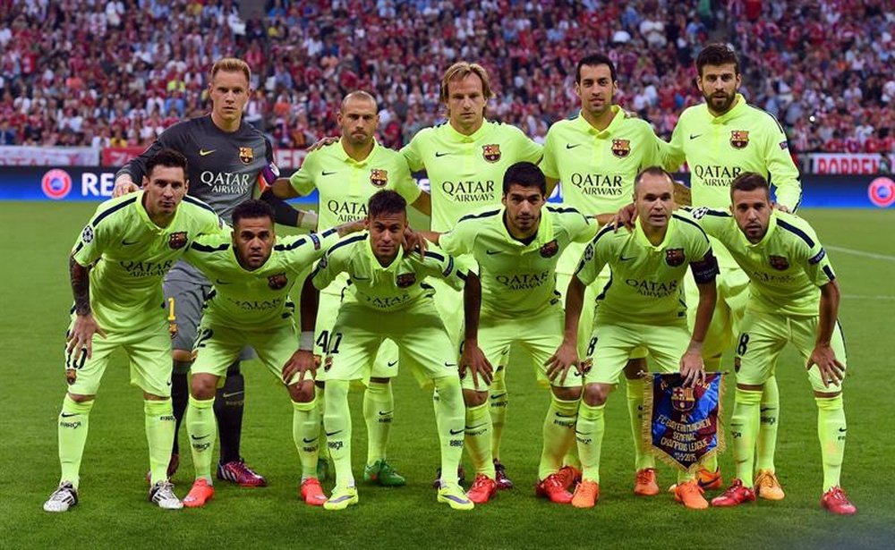 Le onze titulaire du FC Barcelone de l'année 2015, lors d'un match de Ligue des champions. EFE