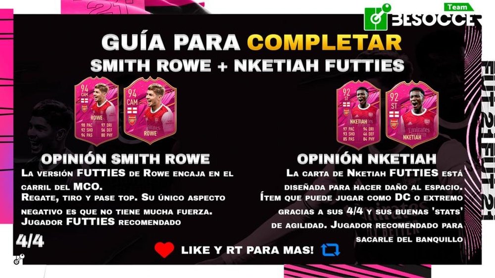 Guía para conseguir a Smith Rowe y Nketiah FUTTIES. Team BeSoccer