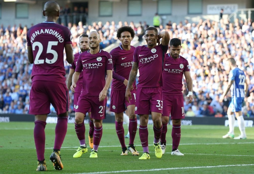 Manchester City players celebrate their victory. Twitter/ManCity
