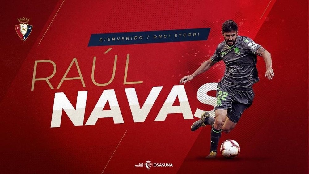Raúl Navas puso fin a uno de los culebrones del verano. Twitter/CAOsasuna