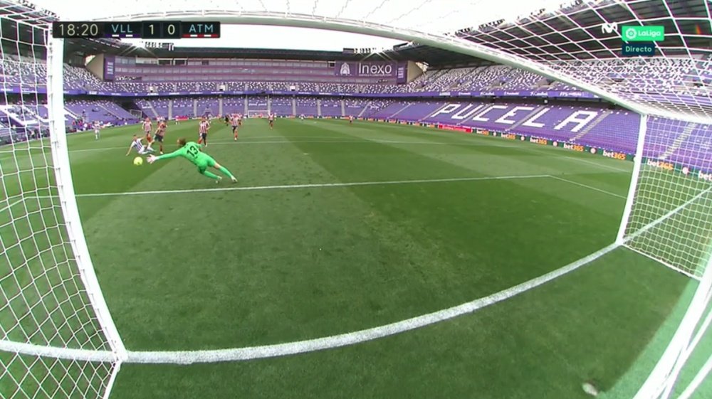 Oscar Plano scored for Valladolid against Atletico Madrid. Screenshot/Movistar+LaLiga