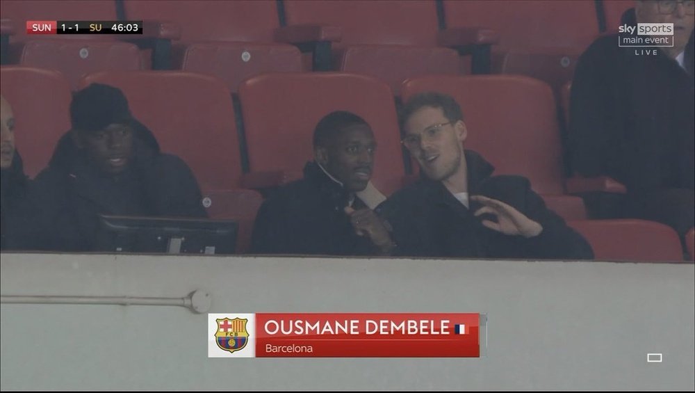 Dembélé a assisté au match Sunderland-Sheffield United. Capture/SkySports