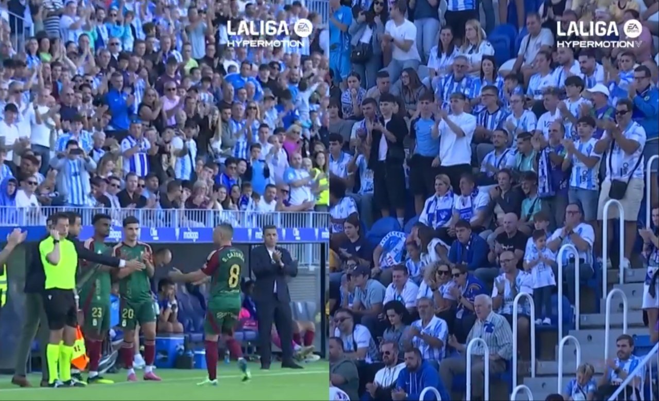 La Rosaleda se puso en pie por Cazorla. Capturas/LaLigaHypermotion