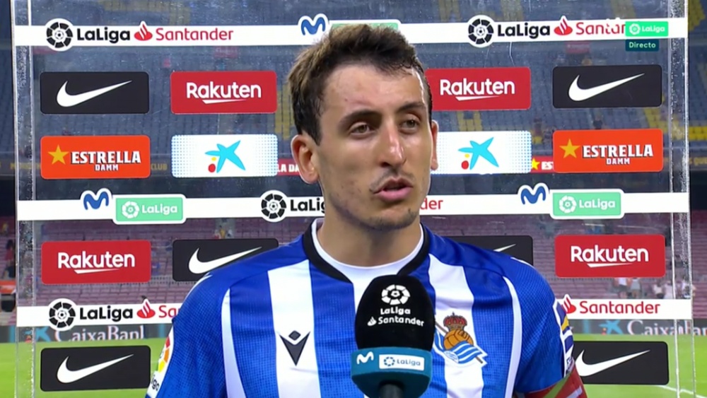 Oyarzabal comentó la jugada del gol de Isak. Captura/Movistar+LaLiga