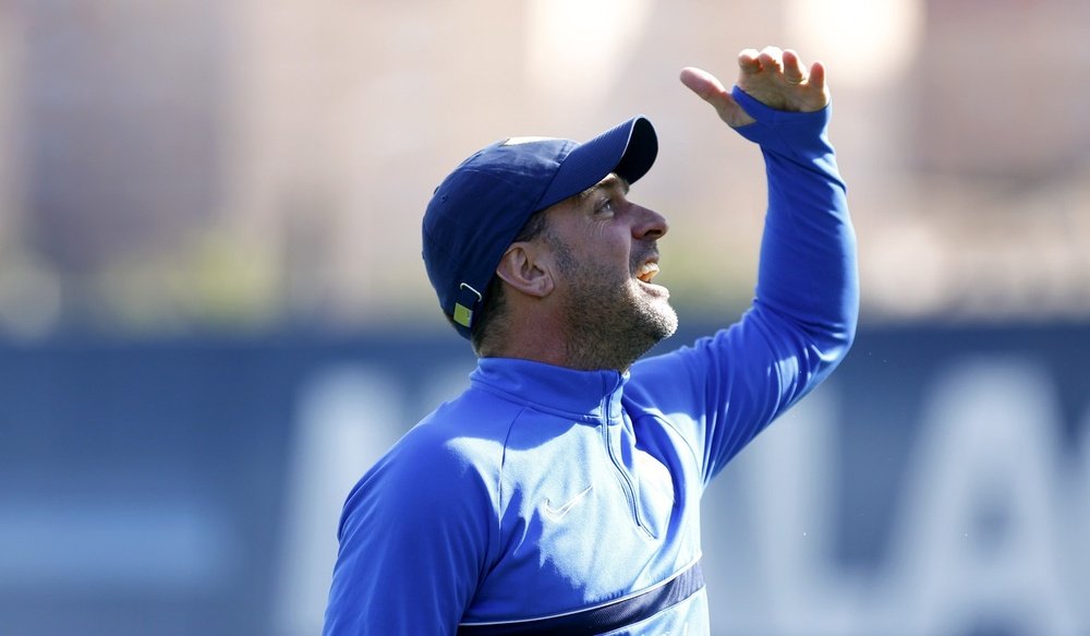 Pablo Guede, en un entrenamiento del Málaga CF. Marilú Báez