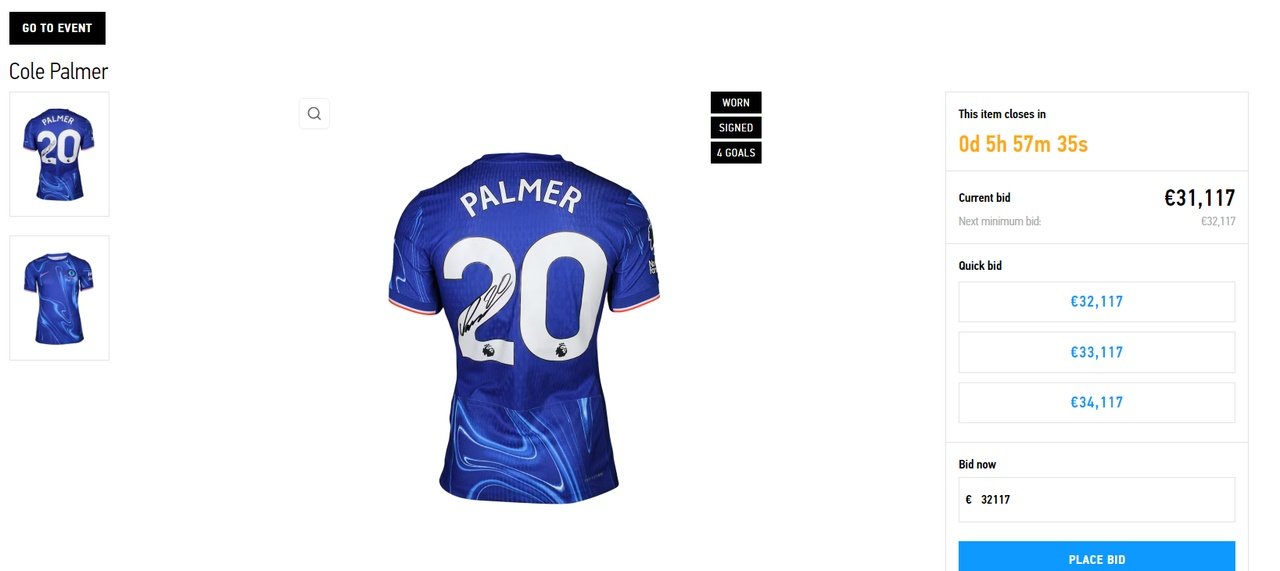 Palmer scored all four of his side's goals in a 4-2 win over Brighton. Screenshot/MatchWornShirt