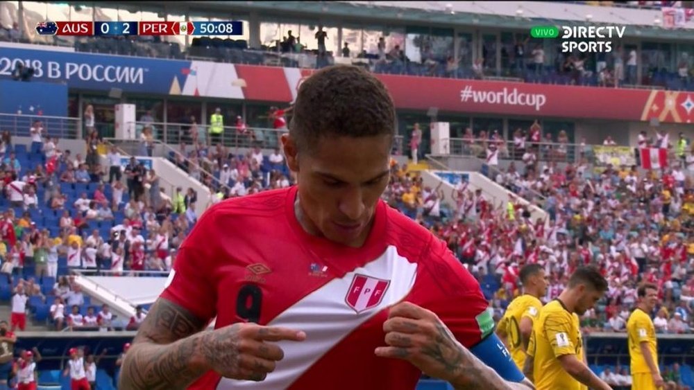 Paolo Guerrero made it 0-2 against Australia. DirecTVSports