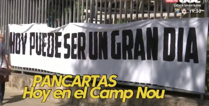 The controversial Barca banner: 