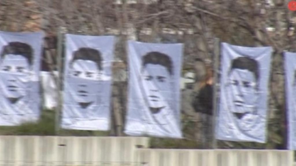 ï»¿Banners positioned up at Atletico education floor in help of Gimenez