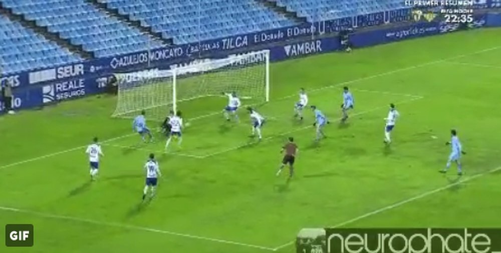 Pantallazo del gol de Abel Ruiz ante el Zaragoza. Twitter