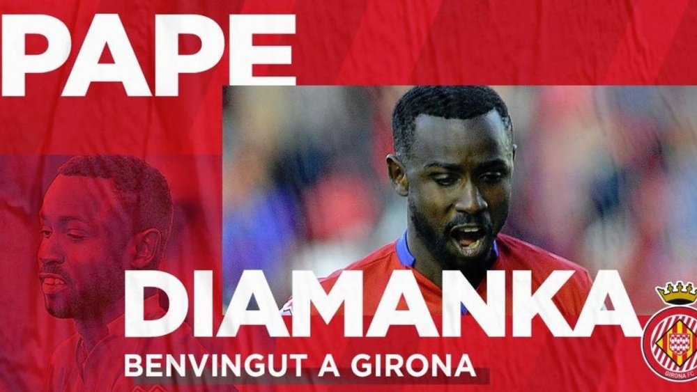 Diamanka jugará la siguiente campaña en el Girona. Twitter/GironaFC