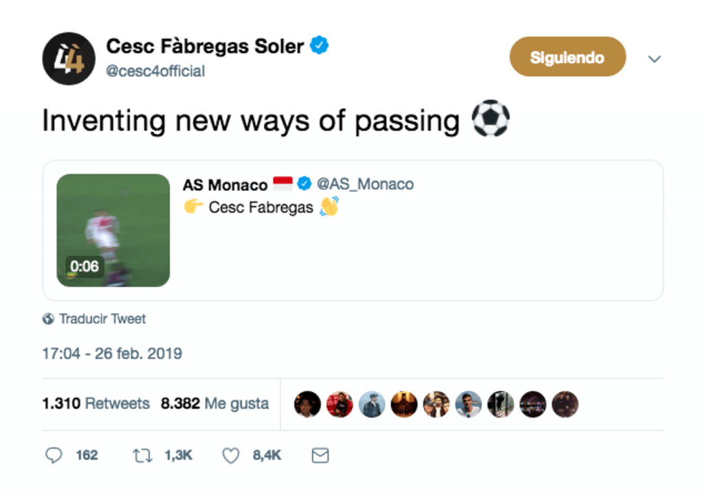 A Cesc le salió un 'pase' increíble... y presumió por ello