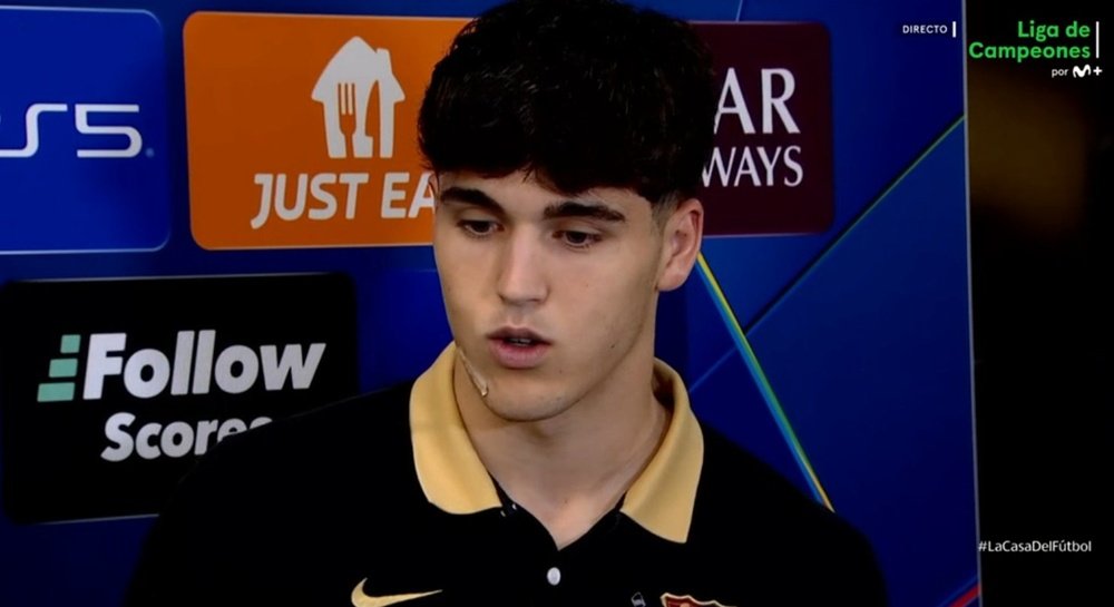 Pau Cubarsi regretted Inter Milan's early first goal. Screenshot/MovistarLigadeCampeones