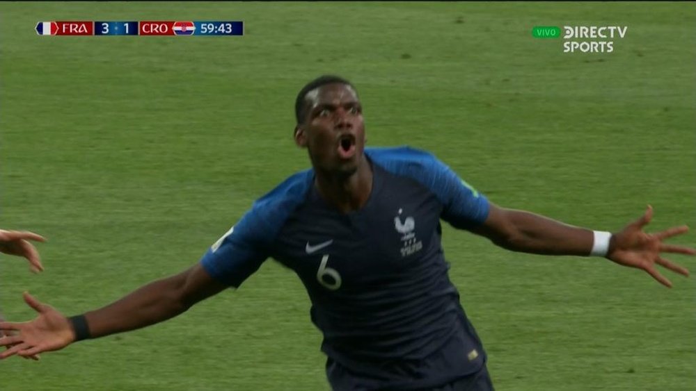 Pogba curled home to put France 3-1 up. Screenshot/DIRECTVSports