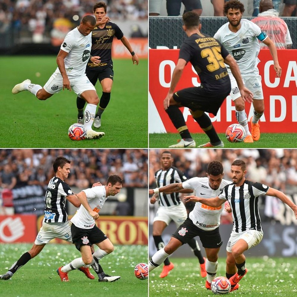 Prováveis escalações de Corinthians e Santos. Twitter @SantosFC