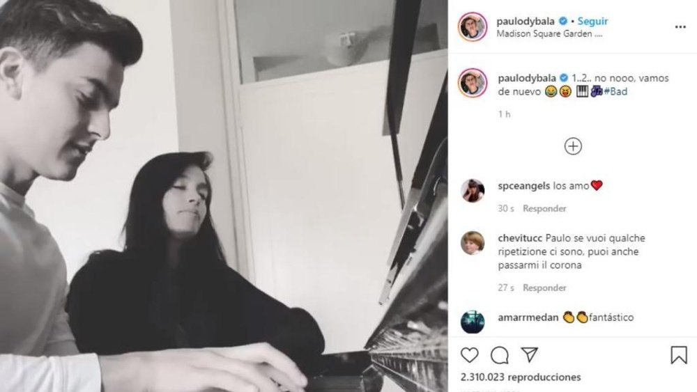Dybala trocou a bola pelo piano. Instagram/paulodybala