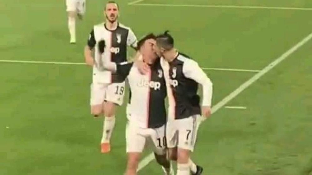 The pair celebrated together. Screenshot/DAZN