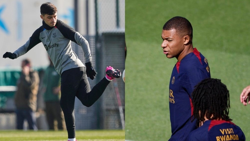 Pedri (L) talked about Mbappe's transfer to Madrid. EFE