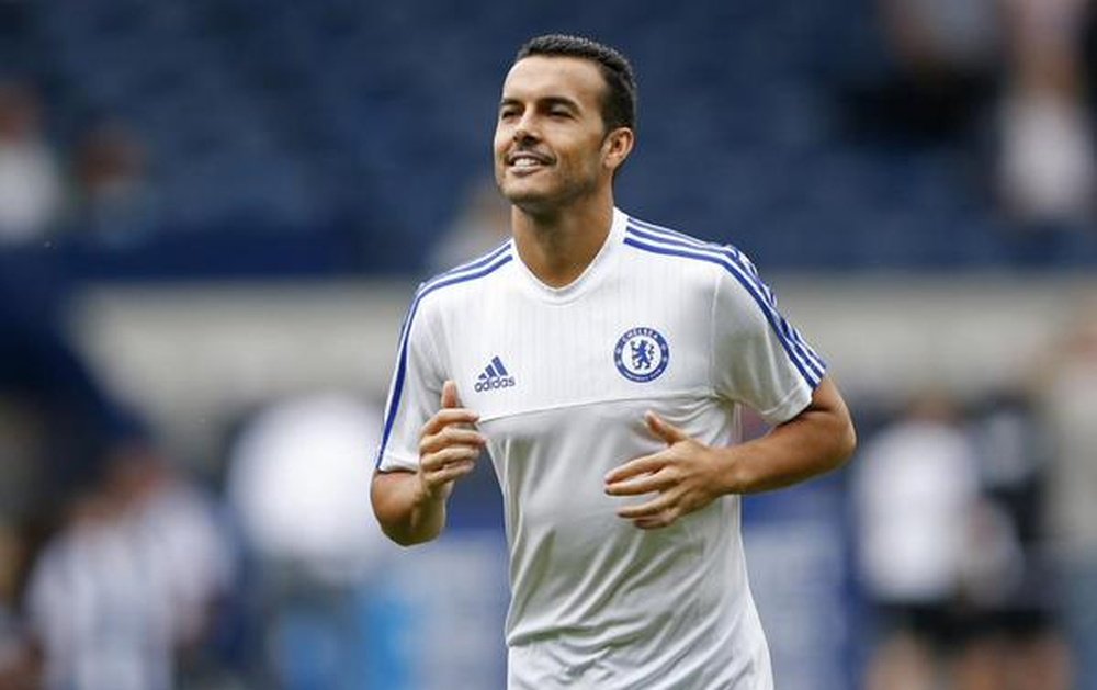 Pedro, during training at Chelsea. Twitter.
