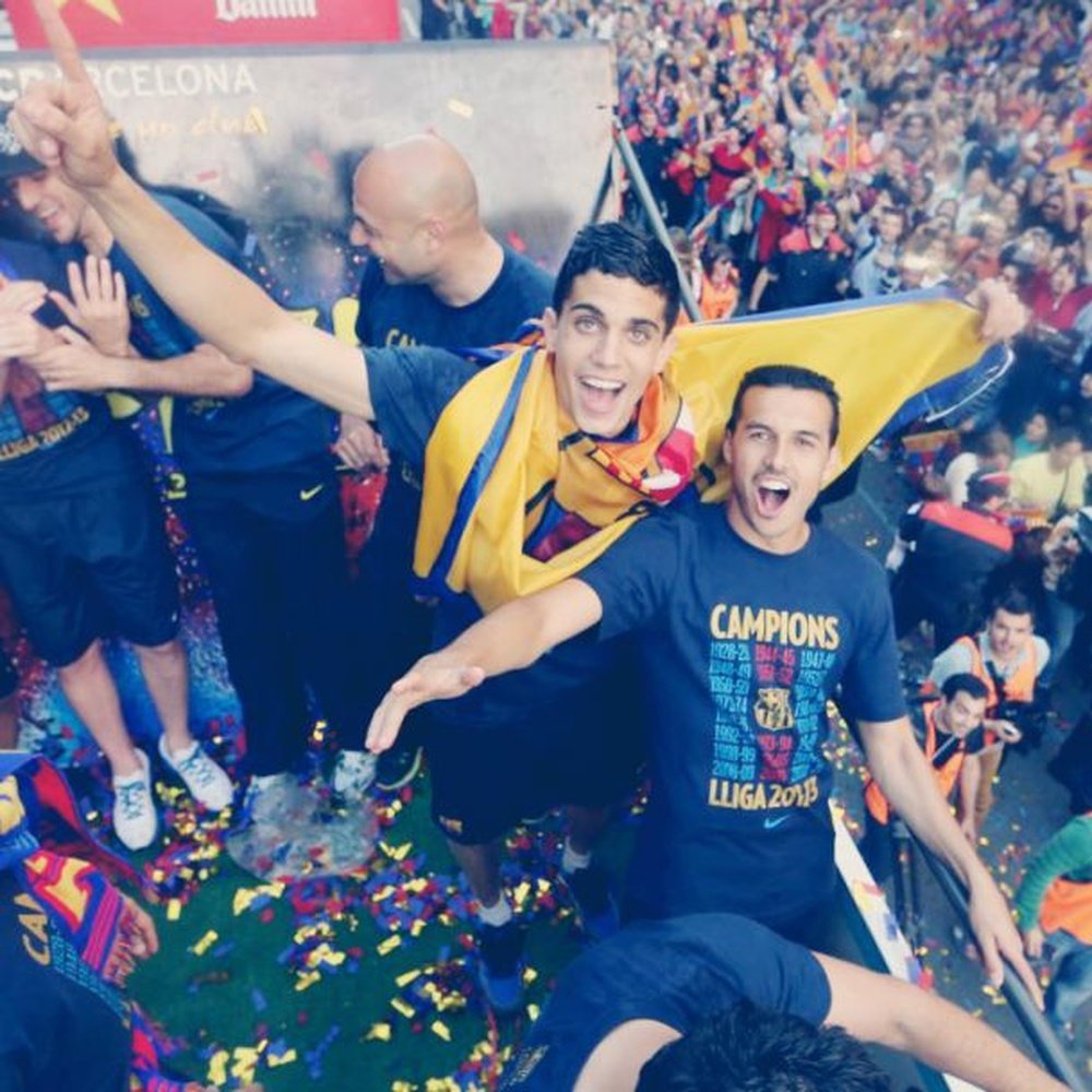 Pedro y Bartra vivieron grandes momentos en el Barcelona, equipo en el que se formaron y compartieron vestuario. FCBarcelona