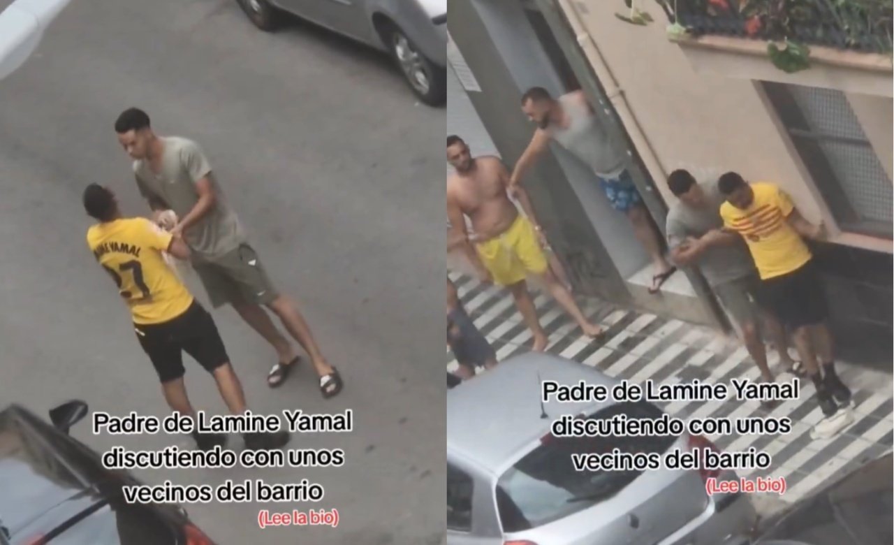 Publicaron vídeos de la pelea del padre de Lamine. Capturas/Twitter/CocoMediaExilio