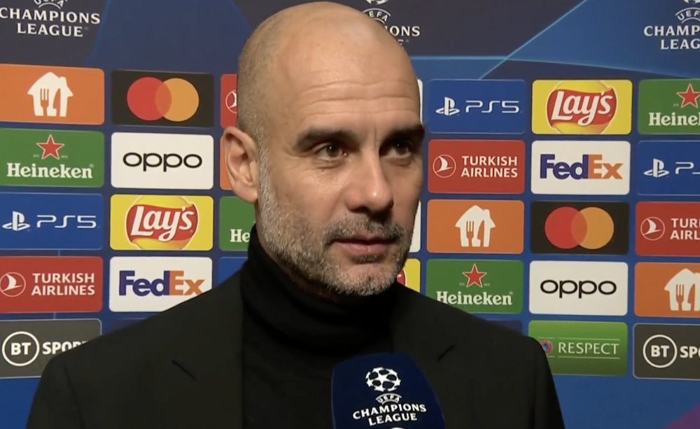 Guardiola spoke to the press after the UCL game. Screenshot/BTSport