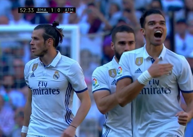 Pepe celebrates his goal against Atletico. ESPN
