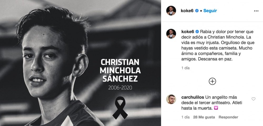 Koke fue el más expresivo en su mensaje. Instagram/koke6