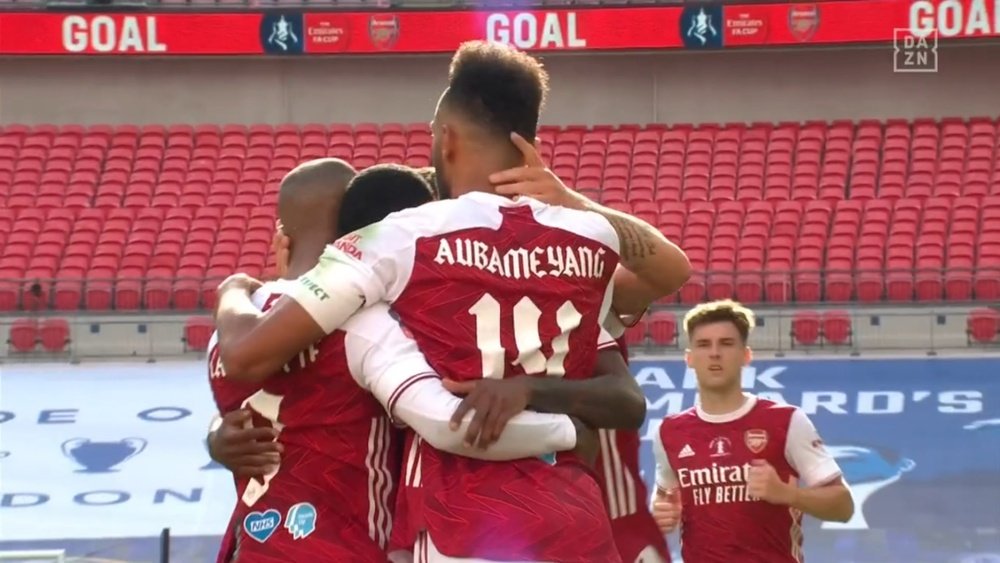 Aubameyang empató la final de la FA Cup. Captura/DAZN