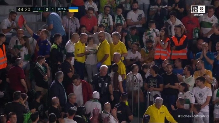 A medical emergency briefly halted Elche's match with Real Madrid. Screenshot/DAZN